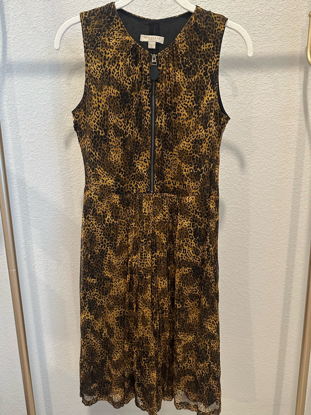 Burberry Brit Silk Leopard Print Zip up Women’s dress